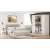Set dormitor Cozy cappuccino, dulap Sara 200 cm Alb, cu oglinda