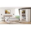 Set dormitor Cozy cappuccino, dulap Sara 200 cm Pin, cu oglinda