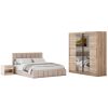 Set dormitor Cozy cappuccino, dulap Radu 180 cm Sonoma, cu oglinda