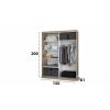 Dressing gabriel sonoma/negru cu lamele artisan, cu oglinda, 150x200x61 cm