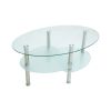 Masa cafea HT-176, 92x60 cm, crom, sticla securizata
