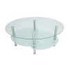 Masa cafea HT-176, 92x60 cm, crom, sticla securizata