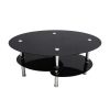 Masa cafea HT-176, 92x60 cm, negru, sticla securizata