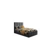 Pat Cozy cu saltea, 90x200 cm, gri inchis, suport saltea din PAL