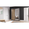 Dressing Vegas cu lamele artisan si oglinda, gri, 150x200x61 cm