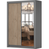 Dressing Vegas cu lamele artisan si oglinda, gri, 150x200x61 cm