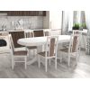 Set masa extensibila jork 160-200 cm, lemn masiv alb, cu 6 scaune tapitate stofa alb, s-37 Boss 7 25b