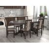 Set masa extensibila jork 160-200 cm, lemn masiv nuc, cu 6 scaune tapitate stofa maro, s-37 W2