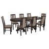 Set masa extensibila jork 160-200 cm, lemn masiv wenge, cu 8 scaune tapitate stofa maro, s-37 b7 W2