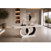 Masa extensibila 160/200x90 cm Aleks O, alb/negru, MDF vopsit