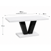 Masa extensibila V 160-200 cm, culoare alb/negru, MDF vopsit