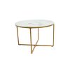 Masa cafea HT-140, 70x70x45 cm, alb, Sticla securizata