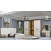 Dormitor Ece, alb, pat 160x200 cm, dulap cu 6 usi, 2 noptiere, comoda