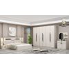 Dormitor Ariana, alb, pat 160x200 cm, dulap cu 6 usi, 2 noptiere, comoda