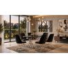 Set masa Rosto cu 6 scaune tapitate, 160x90cm, negru argintiu