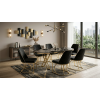 Set masa Rosto cu 6 scaune tapitate, 160x90cm, negru auriu