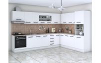 Dormitor Matrix, alb lucios, pat 160x200, comoda, dulap, noptiere