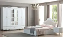 Dormitor Dominika, stejar sonoma/bej, pat 160x200 cm