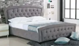 Dormitor Solano, sonoma, dulap 120 cm, pat cu tablie tapitata camel 160×200 cm, 2 noptiere, comoda