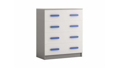 Comoda Didi, alb/albastru, 80x93x40 cm, 4 sertare