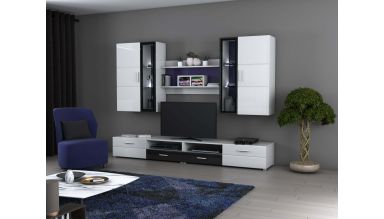 Bibliotecă living wu-2600, alb și negru
