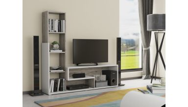 Biblioteca living anya, 151x142 cm, pal, alb/klondike