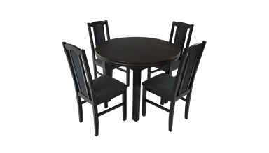 Set masa extensibila 100x130 cm cu 4 scaune tapitate, mb-12 poli1 si s-37 boss7 w11, wenge, lemn masiv, stofa