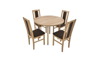 Set masa fixa 100 cm cu 4 scaune tapitate, mb-12 poli2 si s-37 boss7 s6, sonoma, lemn masiv, stofa