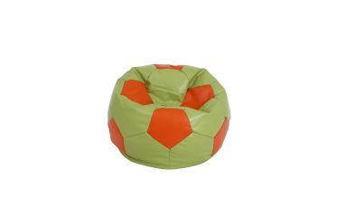 Fotoliu tip minge mondo ball, bean bag, verde-portocaliu, imitatie piele, 74 cm