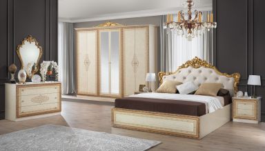 Dormitor Anette, 160x200 cm, 6a, bej/auriu