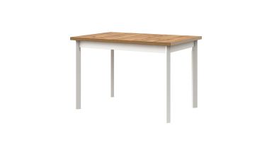 Masa extensibila 120x150 cm mb-13 max 5 p, wotan/bialy, lemn masiv de fag si pal