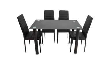 Set Masa cu 4 Scaune MBS-33, Negru, 120x75x70 cm