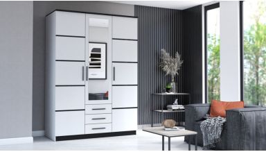 Dressing Stefan 3d , alb/negru, 150 x 210 x 64 cm