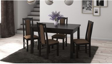 Set masa extensibila 120x150cm cu 4 scaune tapitate, mb-13 max5 si s-37 boss7 w15, wenge, lemn masiv, stofa