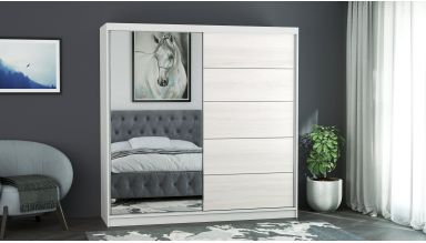 Dressing Ina, cu oglinda, 150x200x60 cm, Alb/Pin