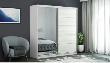 Dressing Ina, cu oglinda, 150x200x60 cm, Alb/Pin