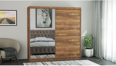Dressing Ina, cu oglinda, 150x200x60 cm, Nuc