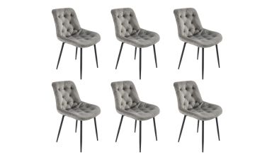 Set 6 Scaune Bucatarie Tapitat S-212, Stofa, Gri