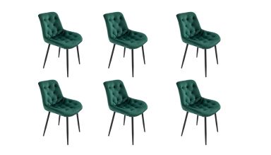 Set 6 scaune bucatarie tapitat S-212, Stofa, Verde