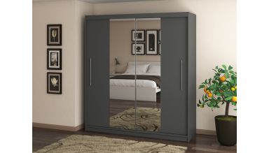 Dressing Radu cu oglinda, 180x200x61 cm, gri antracit