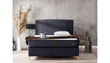 Pat Melia cu saltea 140x200 , tapitat, culoare antracit