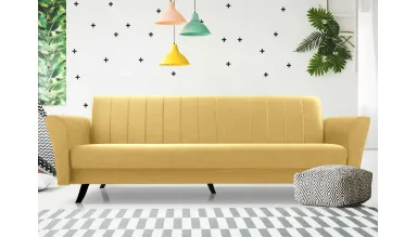 Canapea 3 locuri extensibila Linea, galben