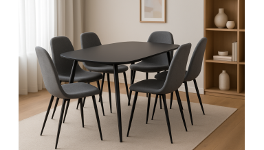 Set Masa cu 6 Scaune MBS-41, Gri, 150x75x80 cm