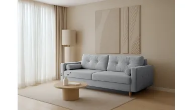Canapea 3 locuri extensibila Pastella, gri deschis