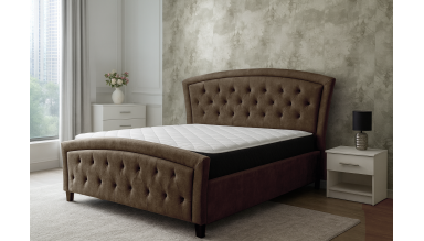 Pat 9050, 160x200, tapitat, Maro, cu 2 noptiere