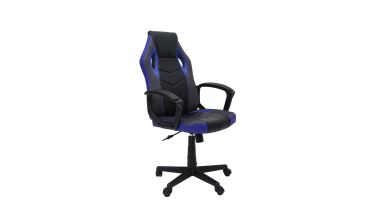 Scaun birou S-227, albastru/negru, piele ecologica/mesh textil