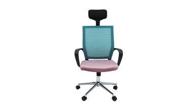 Scaun birou S-231, albastru/roz, mesh textil