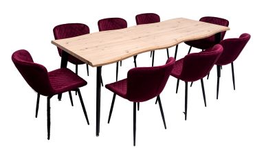 Set masa extensibila 160/220x90 cm MB-94, cu 8 scaune tapitate S-153 grena