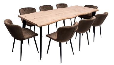 Set masa extensibila 160/220x90 cm MB-94, cu 8 scaune tapitate S-153 maro