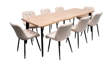 Set masa extensibila 160/220x90 cm MB-94, cu 8 scaune tapitate S-212 bej